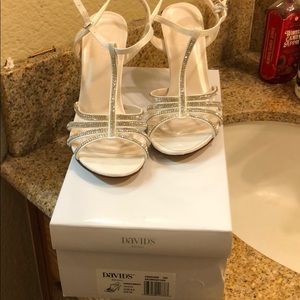 David’s Bridal Crystal T-Strap High Heel Sandal